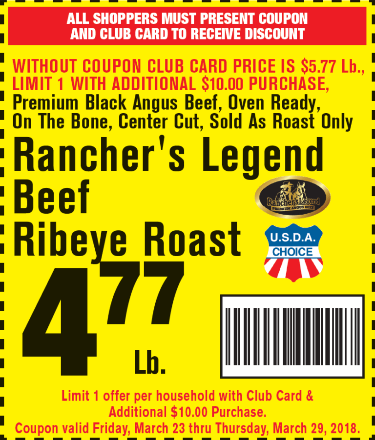 Rancher's Legend Ribeye Roast Coupon March 23 thru March 29 Foodtown